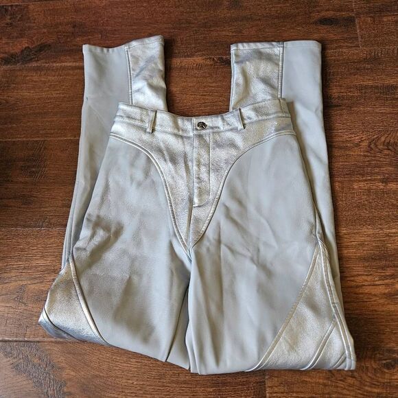 Mainere De Voir Vegan Leather High Waist Straight Leg Pants - Picture 3 of 9